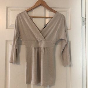 Express Cream and Gold Front/Back V-Neck